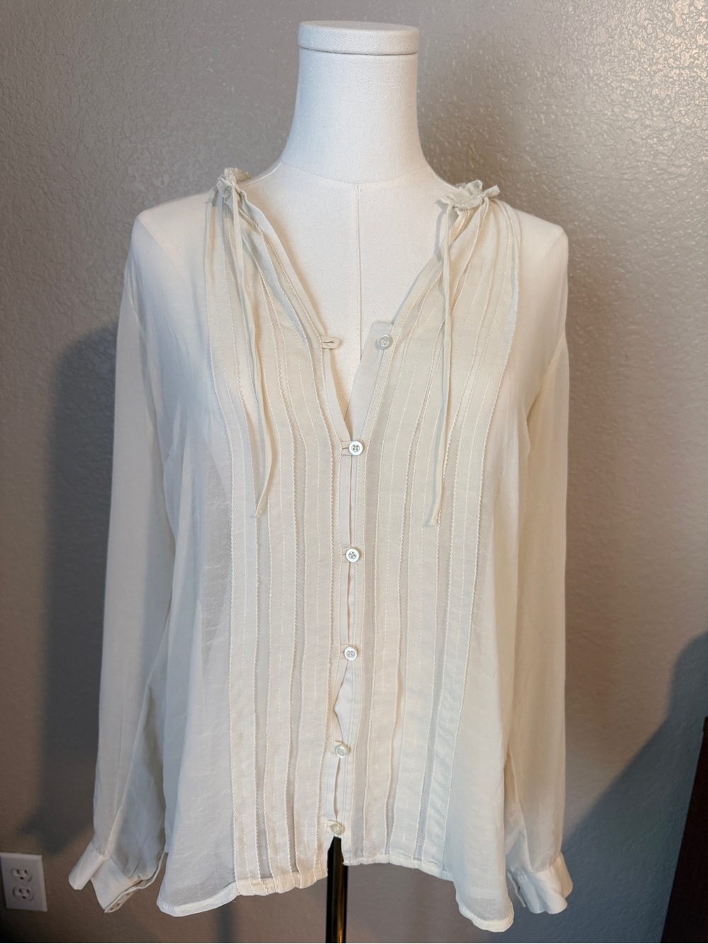 Mango Women’s Cream Button-Front Swim Cover-Up Blouse